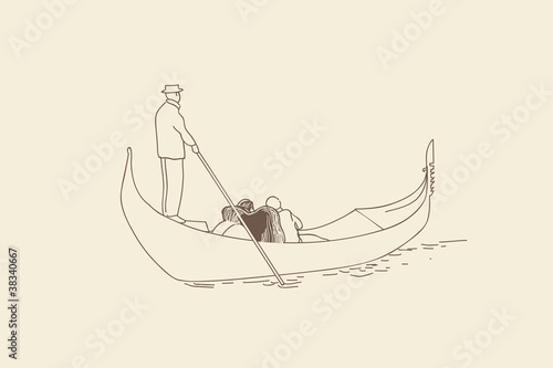 SKETCH.The gondolier floats