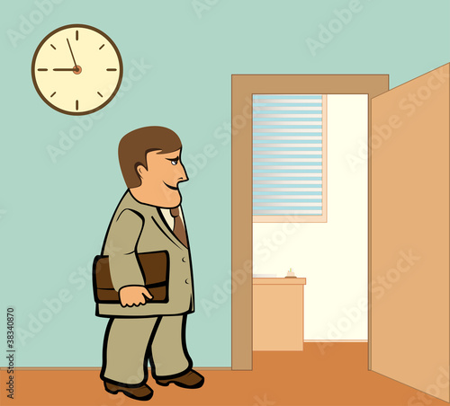 serious businessman going in office to work place