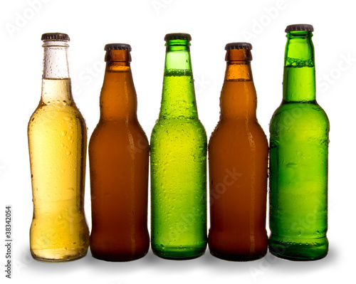 Bottles of beers  isolated on white background