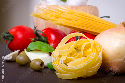 Pasta and Italian food ingredients for cooking