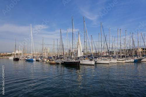 sailboats in a Barcelona harbor © liquid studios
