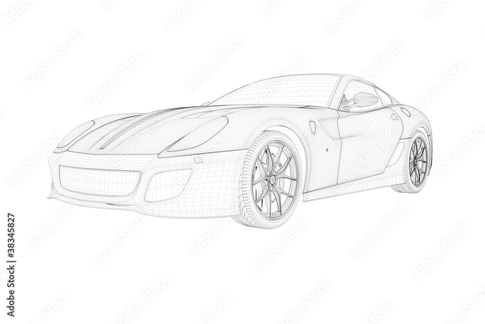 italienischer sportwagen sketch rendering