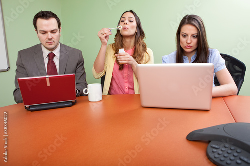 Business team member goofing off