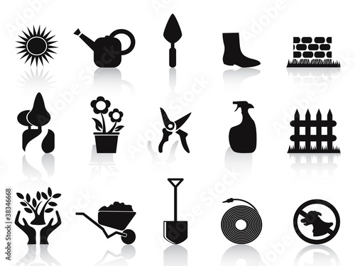 black garden icons set