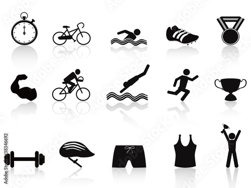 triathlon sport icon set