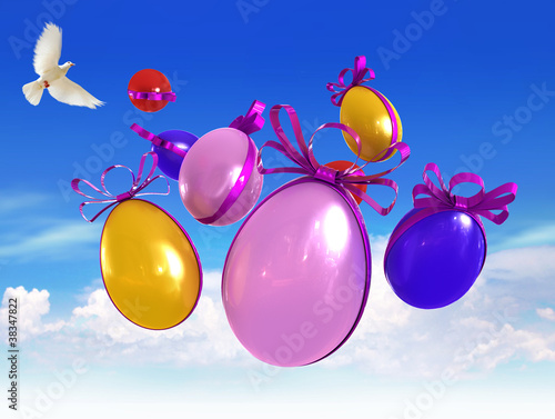 Obraz w ramie Coulored easter eggs