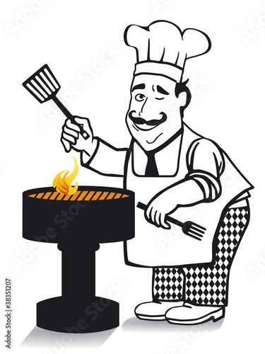 Chef beim grillen