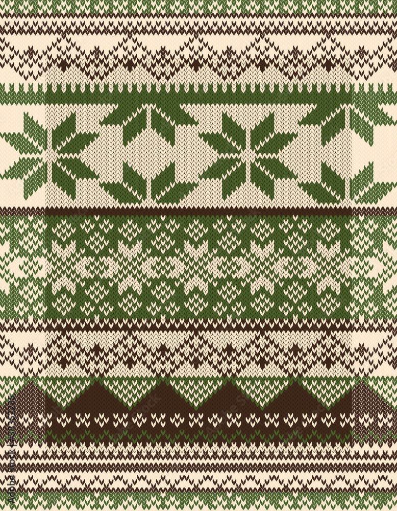 Knitted country background with snowflakes Knitted country background with snowflakes