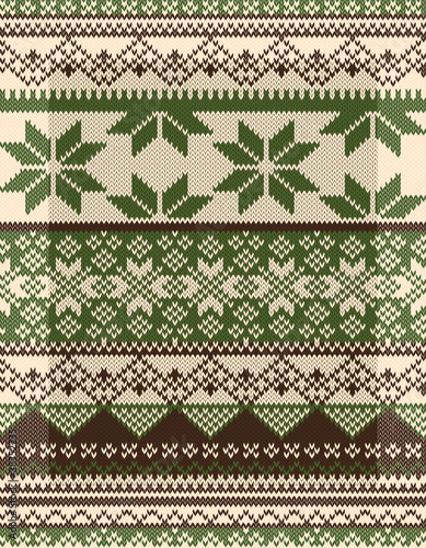 Knitted country background with snowflakes