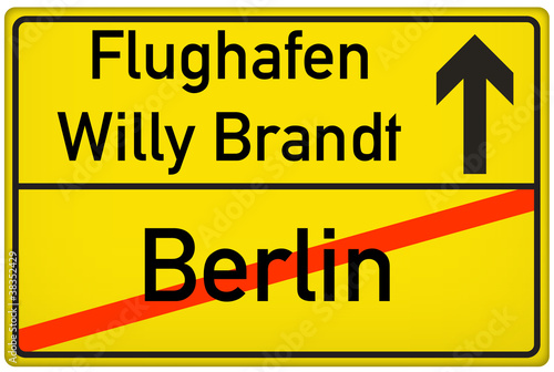 Schild Flughafen Willy Brandt BER Berlin