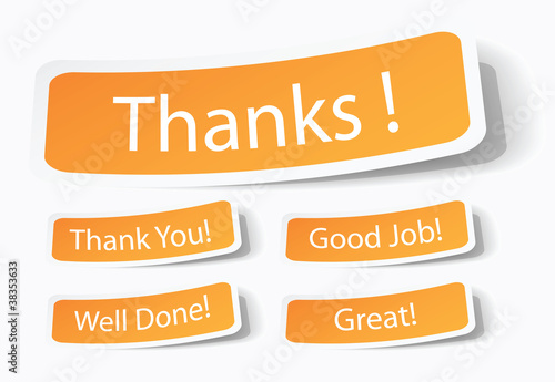 Thank you notes as stickers