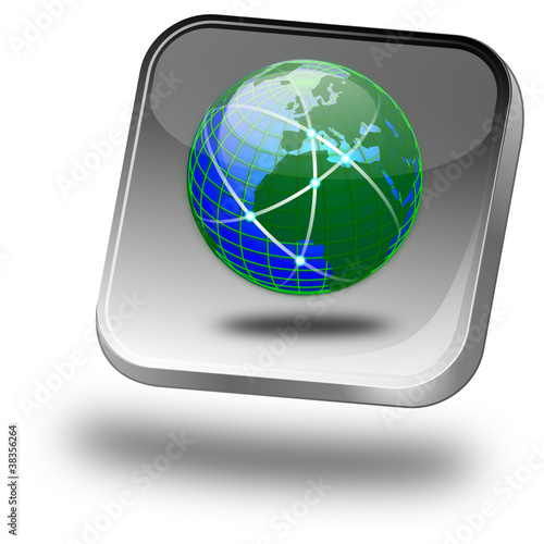 Button Globale Welt und Vernetzung