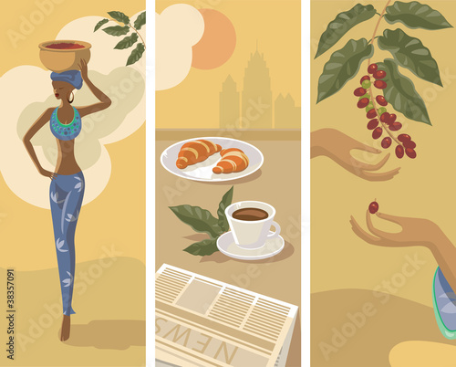 Rich harvest of black strong coffee