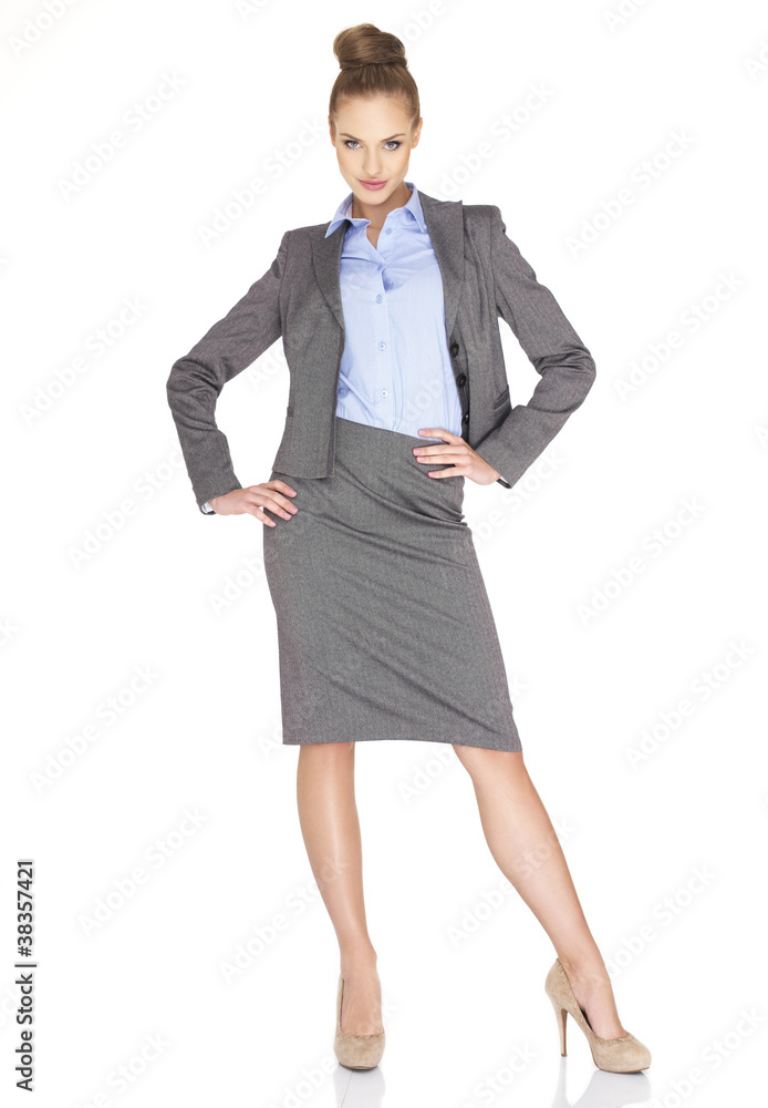 Fullbody business woman smiling isolated Fullbody business woman smiling isolated