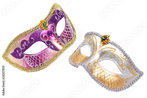 Two Carnival Venetian mask isolated on white