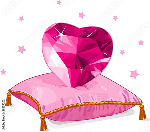 Love heart on the pink pillow