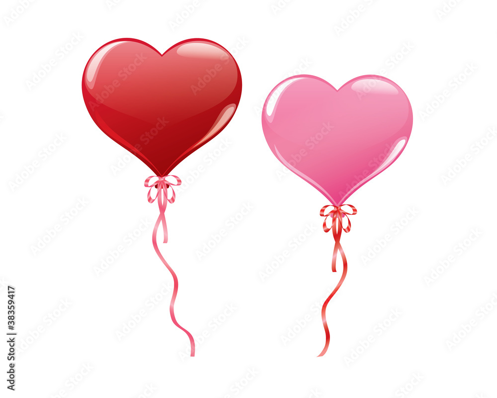 red and pink balloons in heart shape red and pink balloons in heart shape