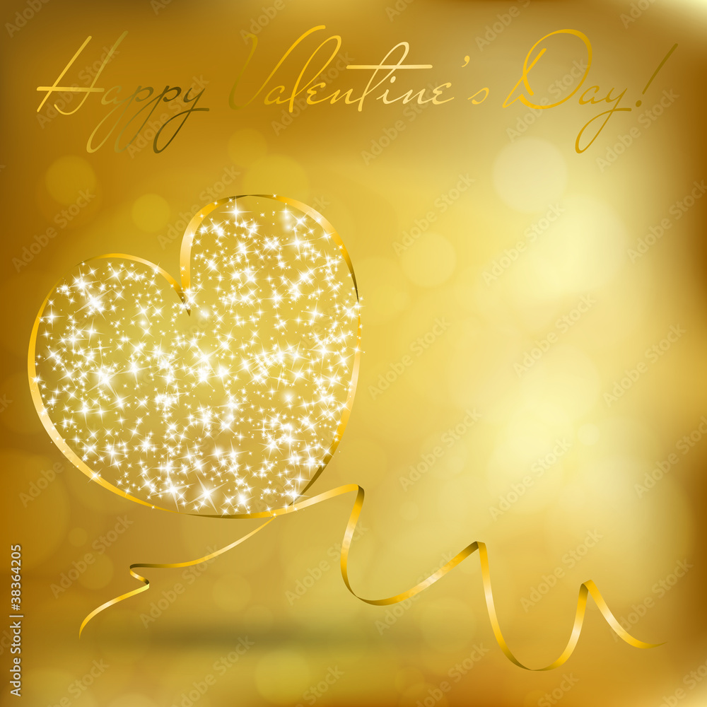 Valentine's day greeting card with abstract heart from ribbon