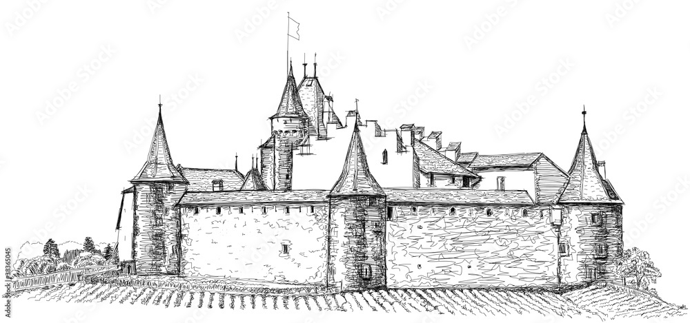 Medieval castle Aigle in Switzerland