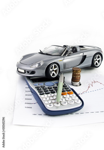 Obraz na płótnie Car, Calculator, Money and Pen 6 w salonie