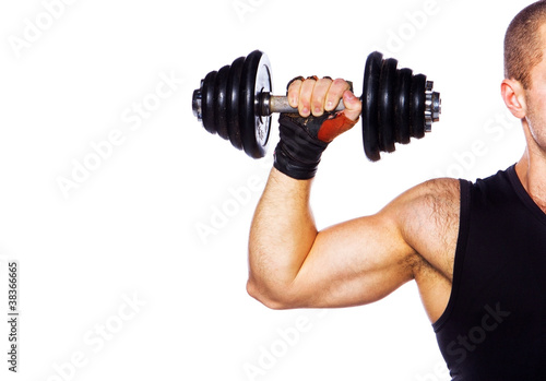 Image of athletic male with dumbbell