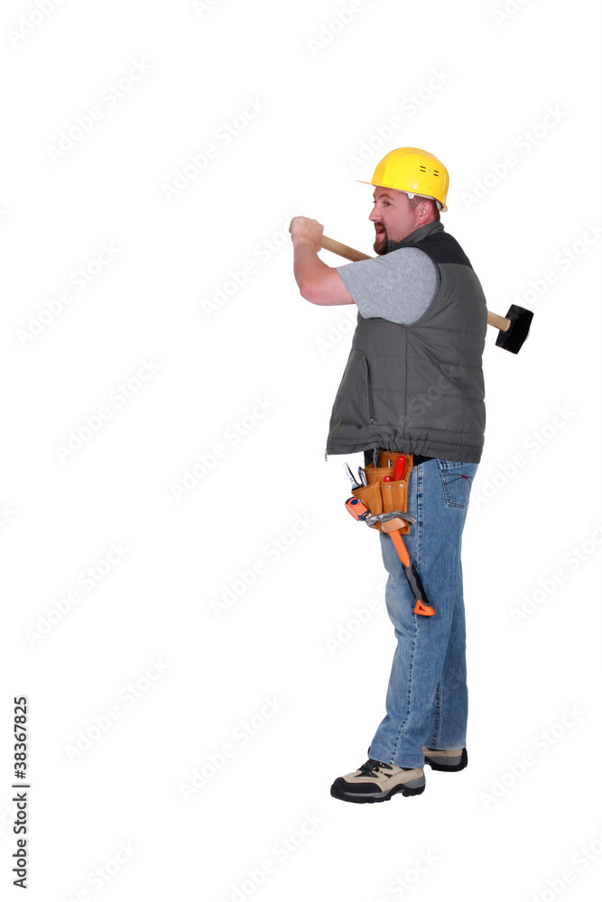 Man with a sledgehammer Man with a sledgehammer