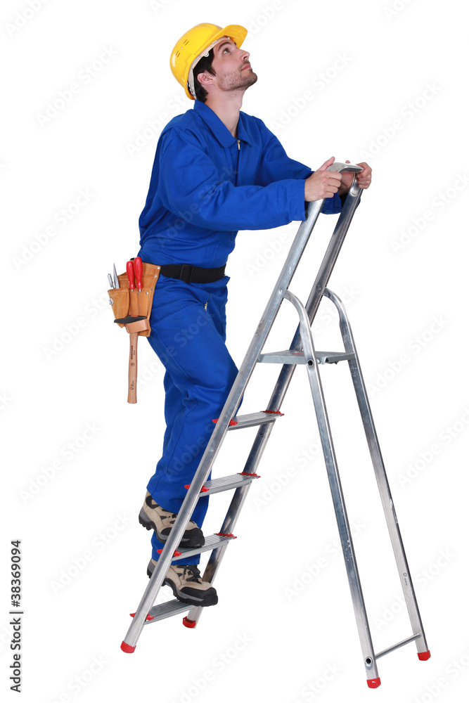 Worker on a stepladder Worker on a stepladder
