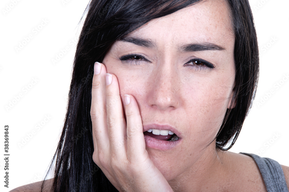 Young woman in pain is having toothache Young woman in pain is having toothache