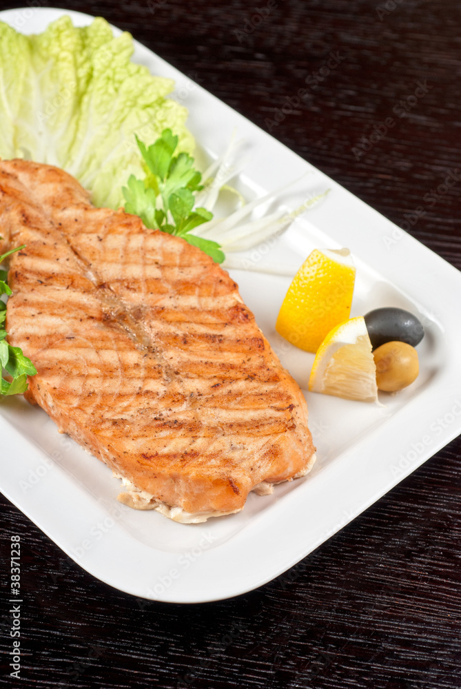 Grilled salmon steak Grilled salmon steak