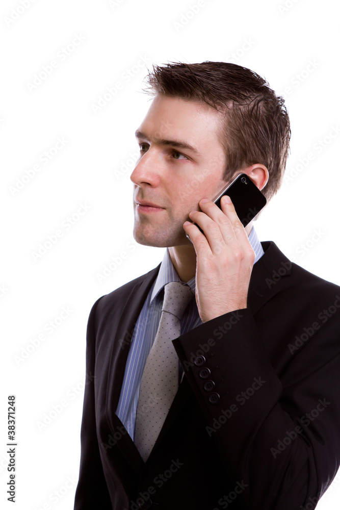 Portrait of young business man on the phone Portrait of young business man on the phone