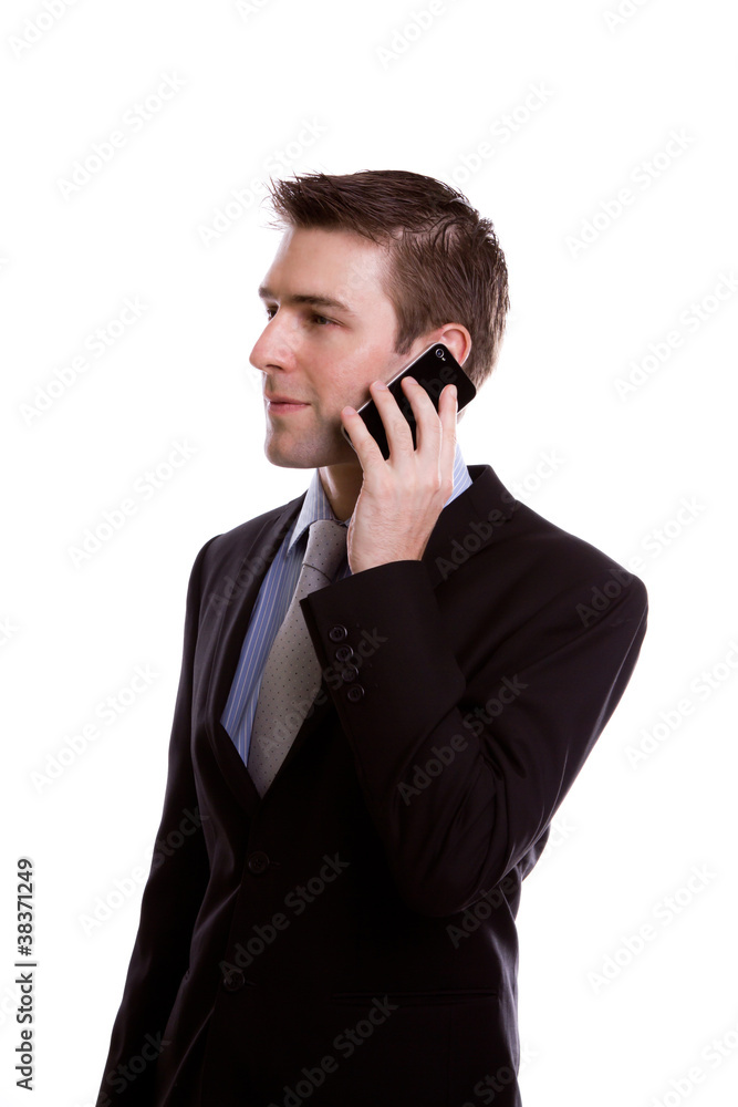 Portrait of young business man on the phone Portrait of young business man on the phone