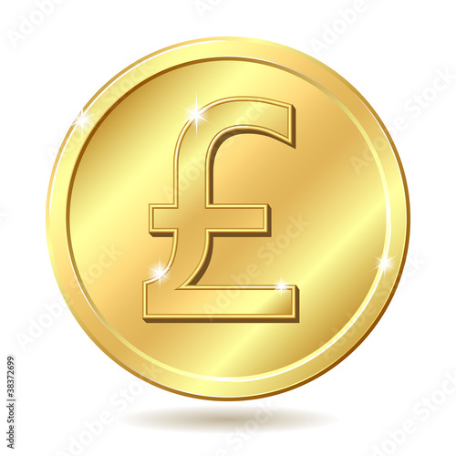 golden coin with pound sterling sign