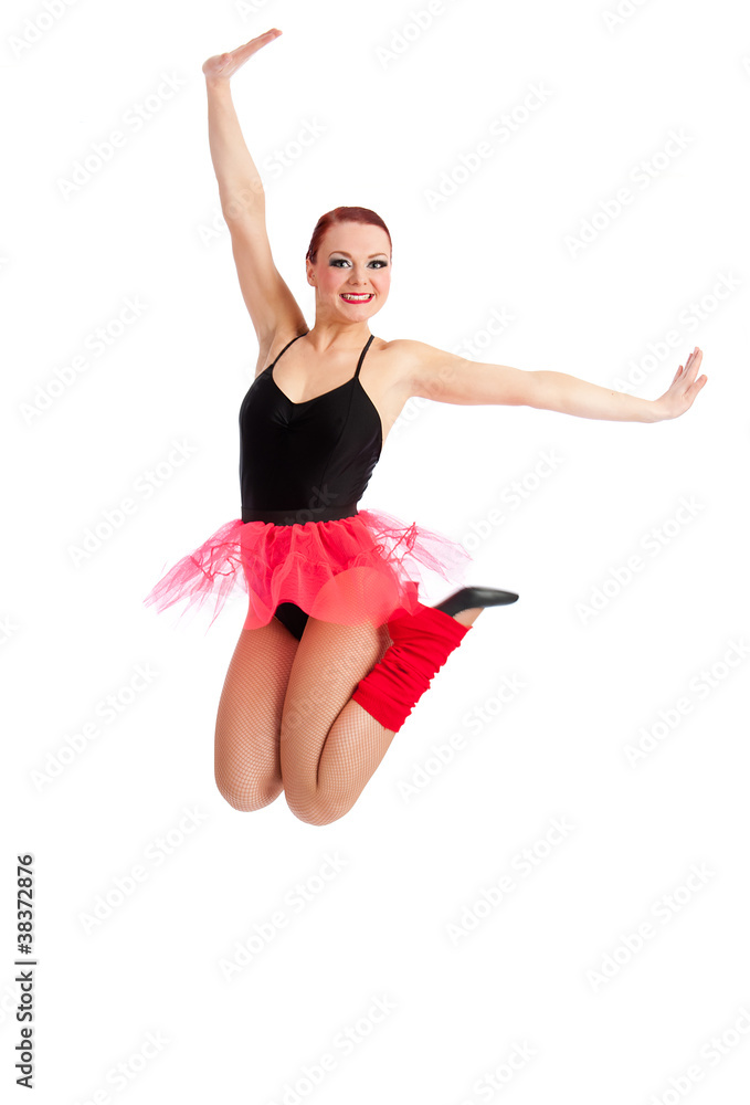 Happy jumping dancer isolated Happy jumping dancer isolated