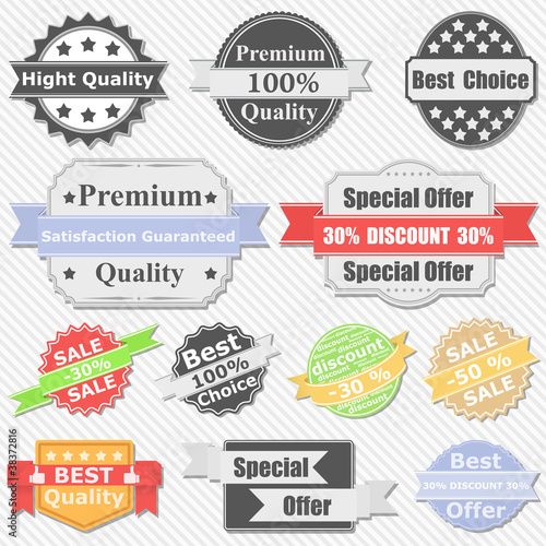 Set of Premium Quality and Sale labels