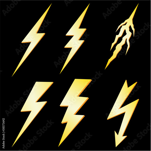 Lightning Bolt set isolated on Black