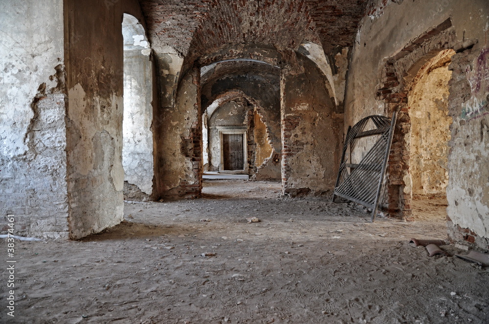 The ruins of Banffy Castle in Bontida, near Cluj Napoca, Romania