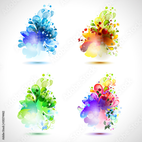 Set of four season icons