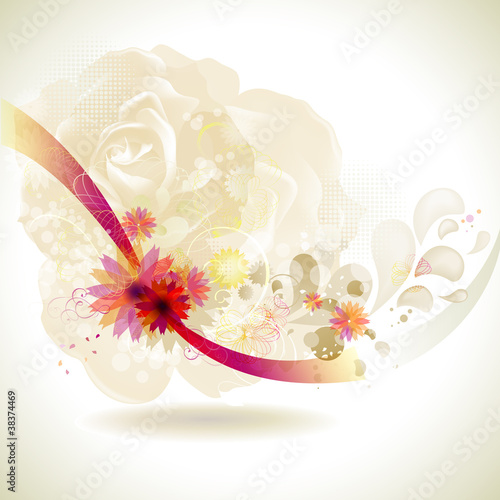 greeting-card with decorative composition of flowers