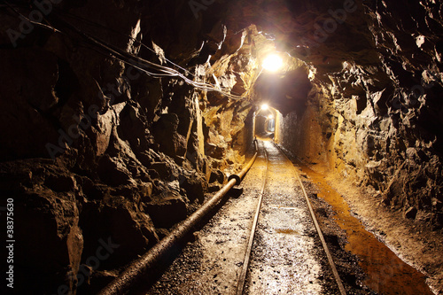 Fototapeta Mine tunnel with path