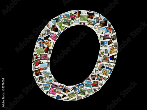 Photography Shape of  O llitera made like collage of travel photos