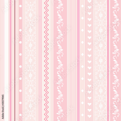 Pink decorative seamless striped wallpaper