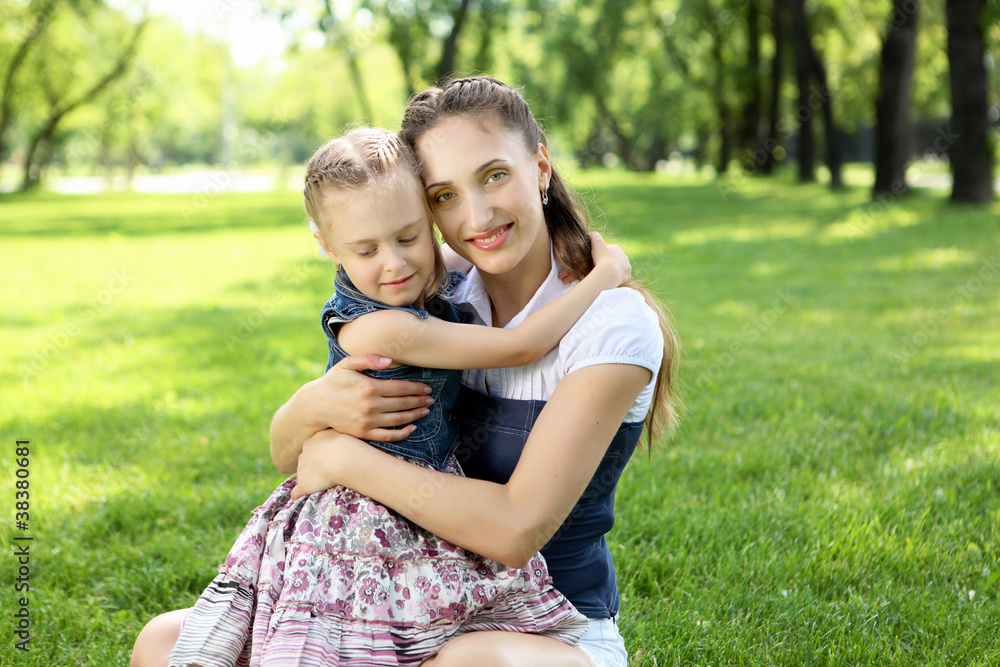 Mother with her daughter outside Mother with her daughter outside