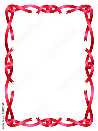 Red ribbon frame isolated on white