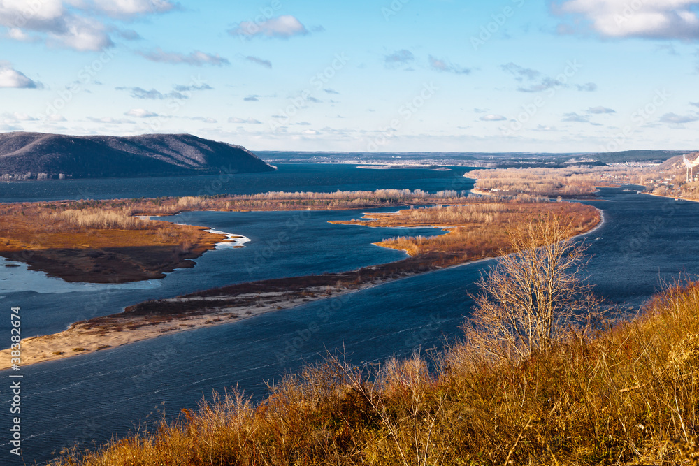 Pabaromic View of Volga River Bend near Samara, Russia