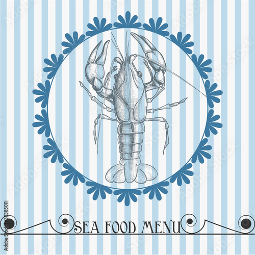 Sea food vector menu lobster drawing