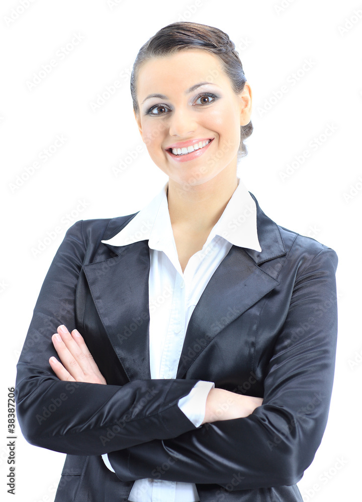 Beautiful business woman nice smiles. isolated on a Beautiful business woman nice smiles. isolated on a