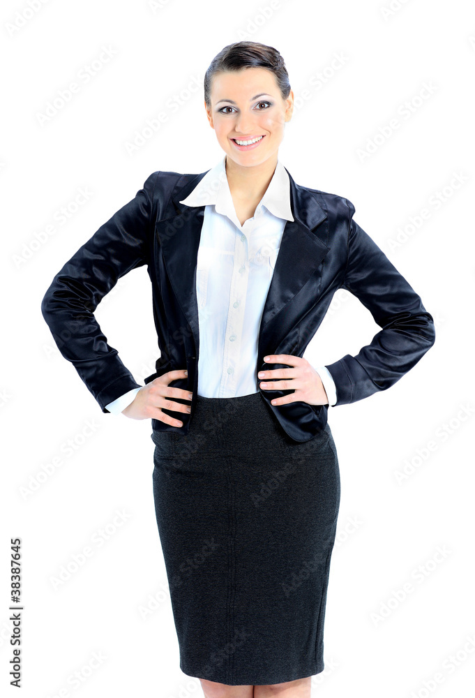 Beautiful business woman nice smiles. isolated on a Beautiful business woman nice smiles. isolated on a