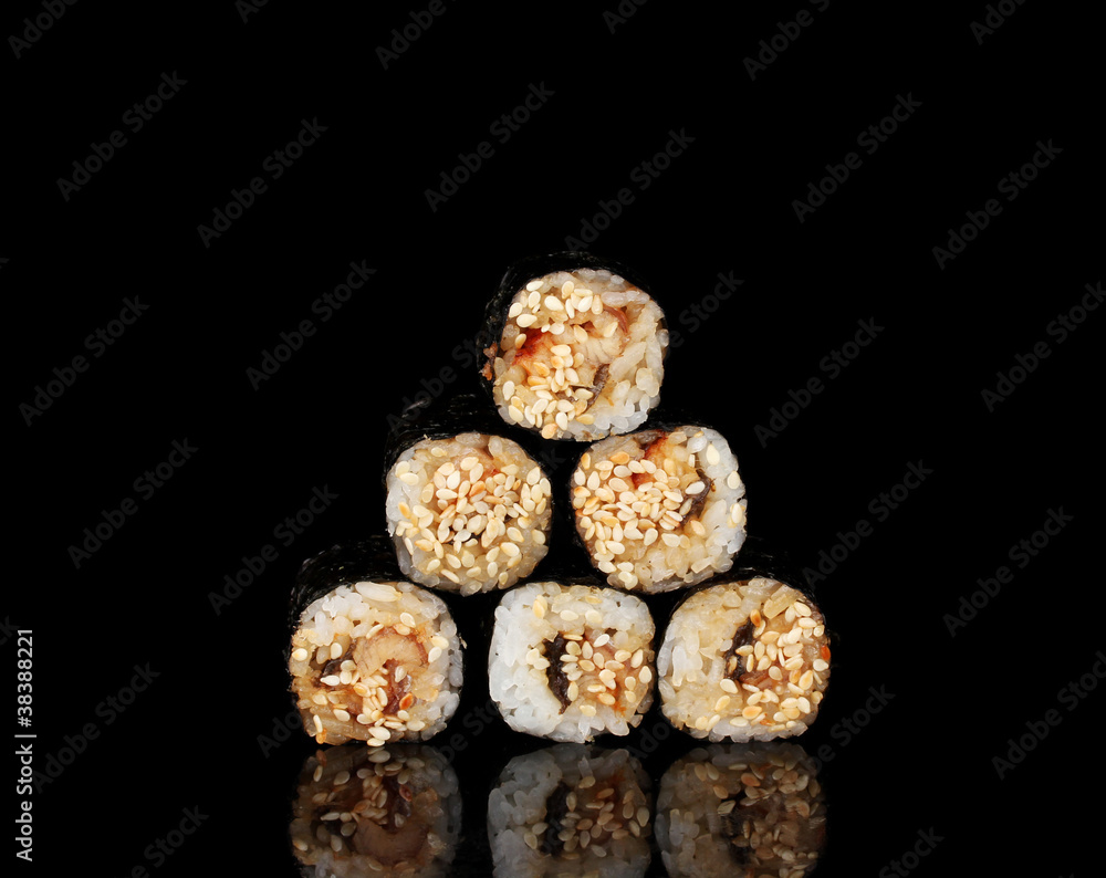 Tasty rolls isolated on black Tasty rolls isolated on black