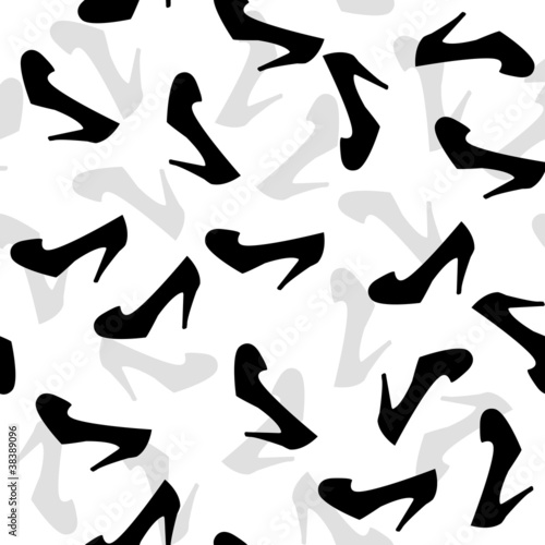 Seamless pattern with black shoes