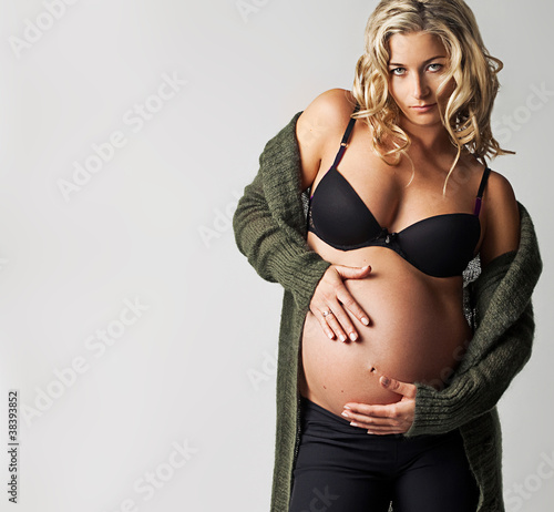 sexy blonde woman in pregnant